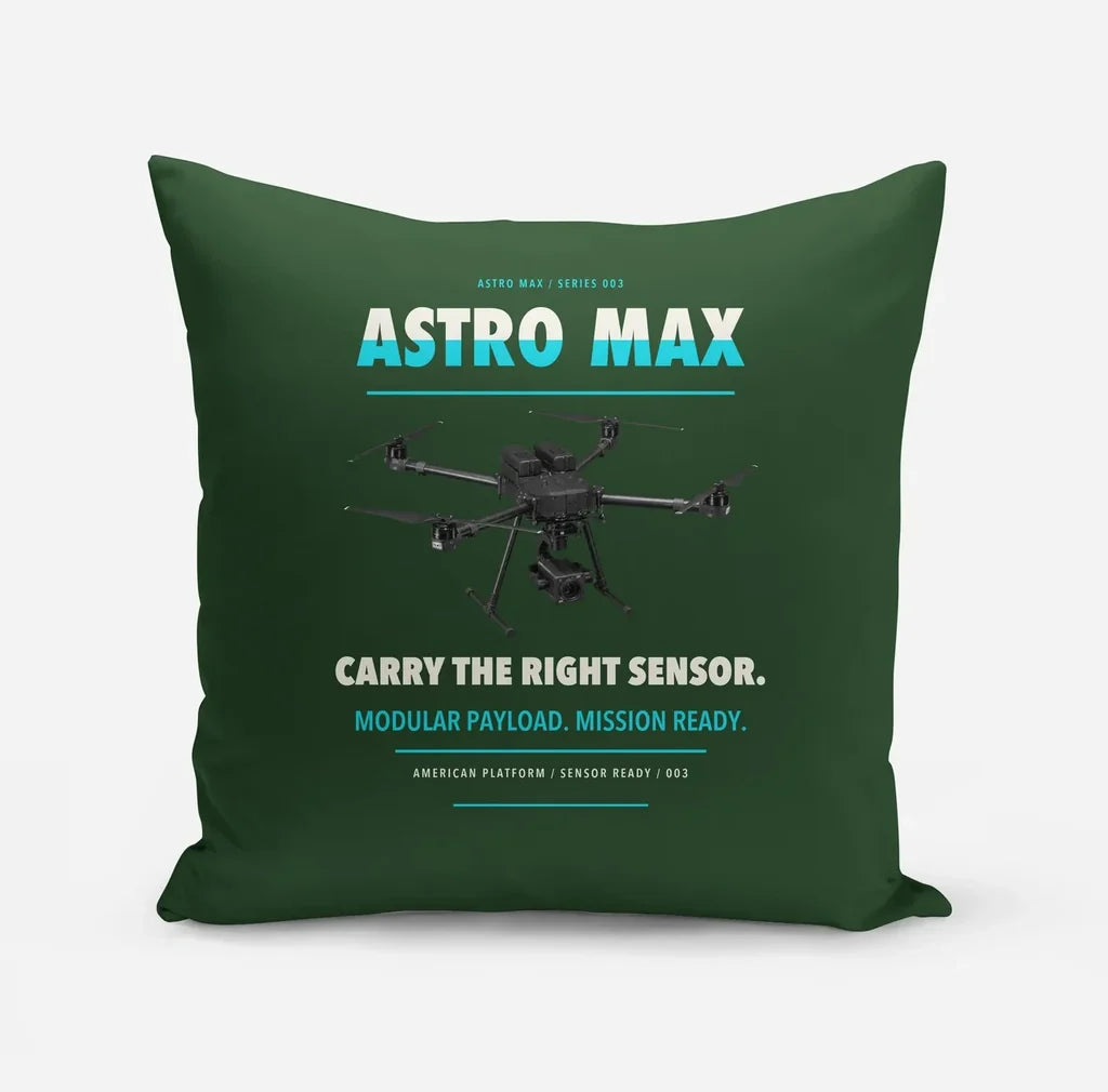 Freefly Astro Max design on dark green pillow