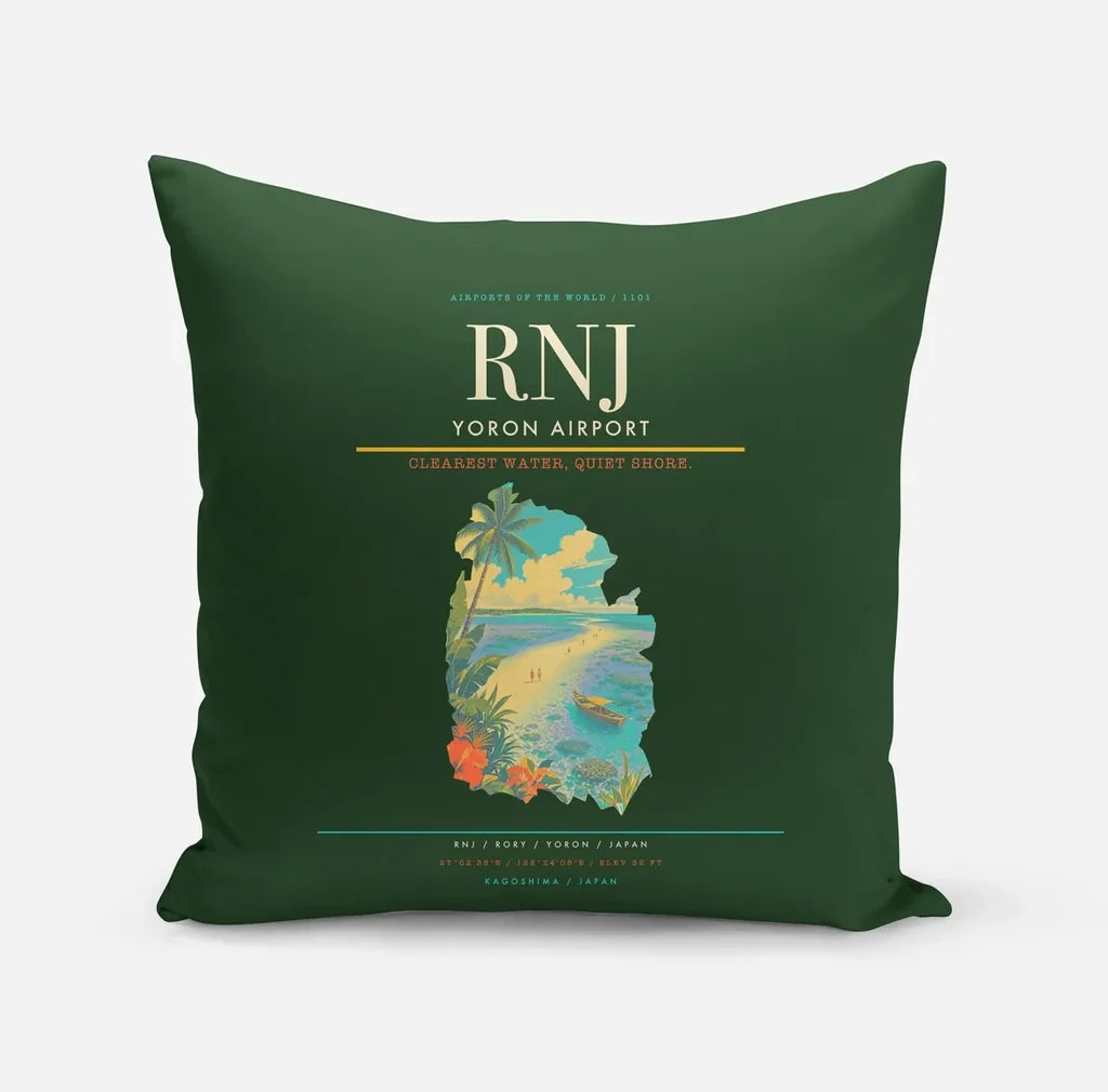 Yoron Airport (RNJ) design on dark green pillow