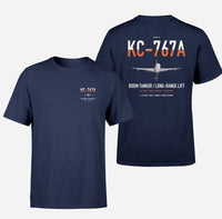 Thumbnail for Boeing KC-767A design on navy blue double-side t-shirt, double-side print