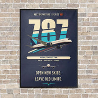 Thumbnail for Boeing 787-8 Dreamliner vertical canvas print - framed - navy blue background
