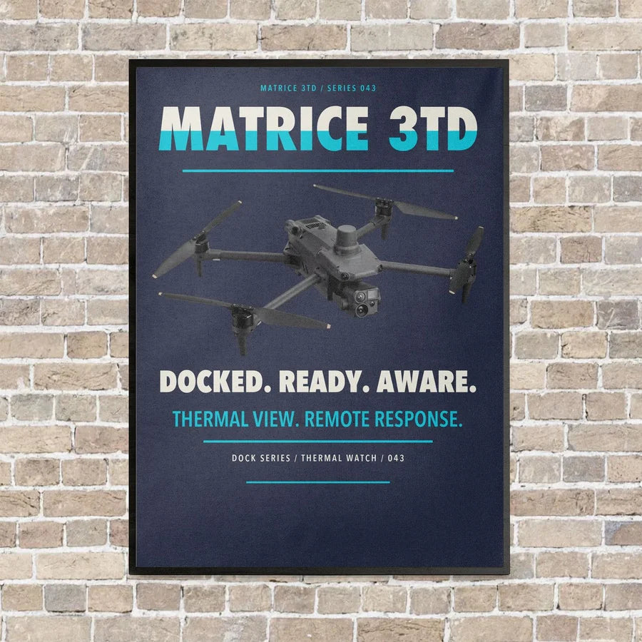 DJI Matrice 3TD vertical canvas print - framed - navy blue background