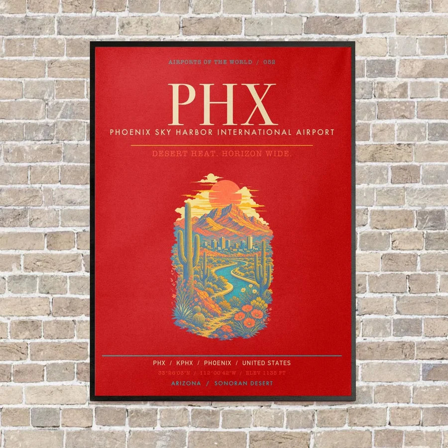 Phoenix Sky Harbor International Airport PHX - Canvas Framed - Red