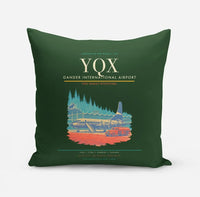 Thumbnail for Gander International Airport (YQX) design on dark green pillow
