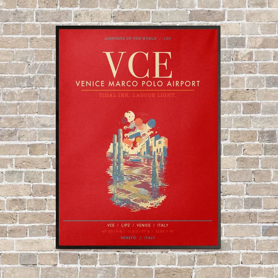 Venice Marco Polo Airport VCE - Canvas Framed - Red