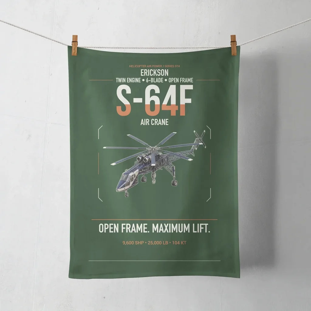 Erickson S-64F Air Crane design on dark green towel