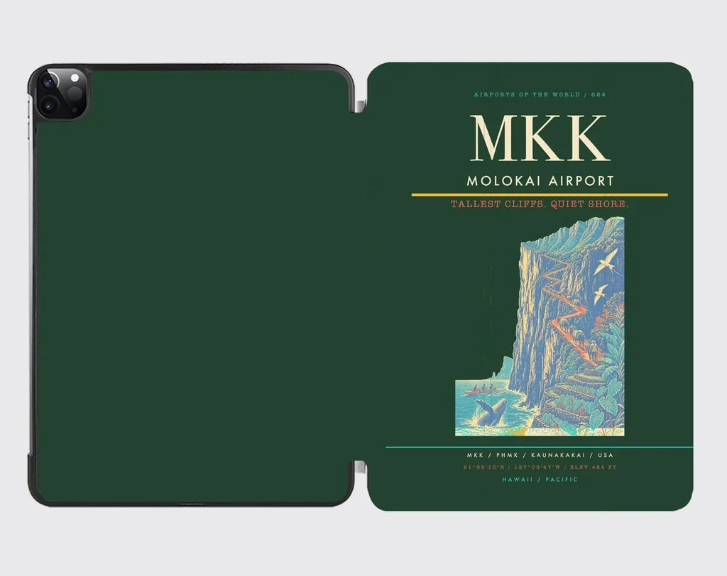 Molokai Airport (MKK) design on dark green ipad tablet case