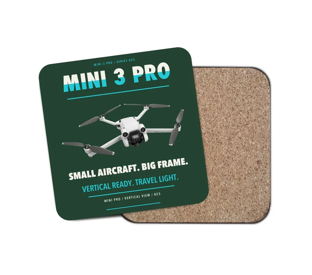 DJI Mini 3 Pro design on dark green 1 piece coaster