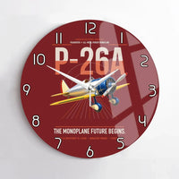 Thumbnail for Boeing P-26A Peashooter design on dark red no frame wall clock