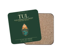 Thumbnail for Tulsa International Airport (TUL) design on dark green 1 piece coaster