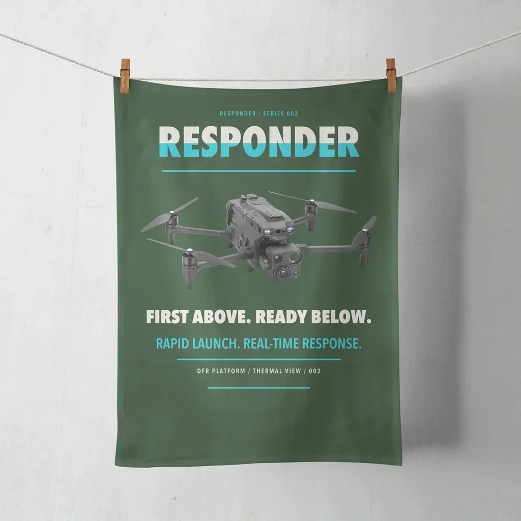 BRINC Responder design on dark green towel
