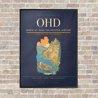 Thumbnail for Ohrid St. Paul the Apostle Airport OHD vertical canvas print - framed - navy blue background