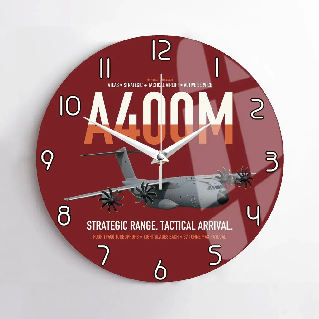 Airbus A400M Atlas design on dark red no frame wall clock