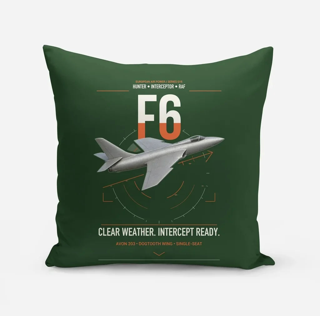 Hawker Hunter F6 design on dark green pillow