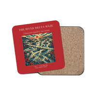 Thumbnail for The River Delta Maze - Designed Coasters design on red 1-piece