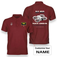 Thumbnail for DJI Neo design on red polo with custom name badge