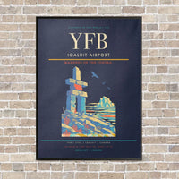 Thumbnail for Iqaluit Airport YFB vertical canvas print - framed - navy blue background