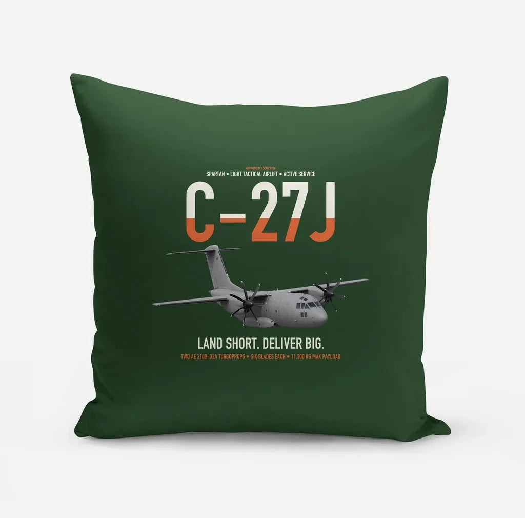 C-27J Spartan design on dark green pillow