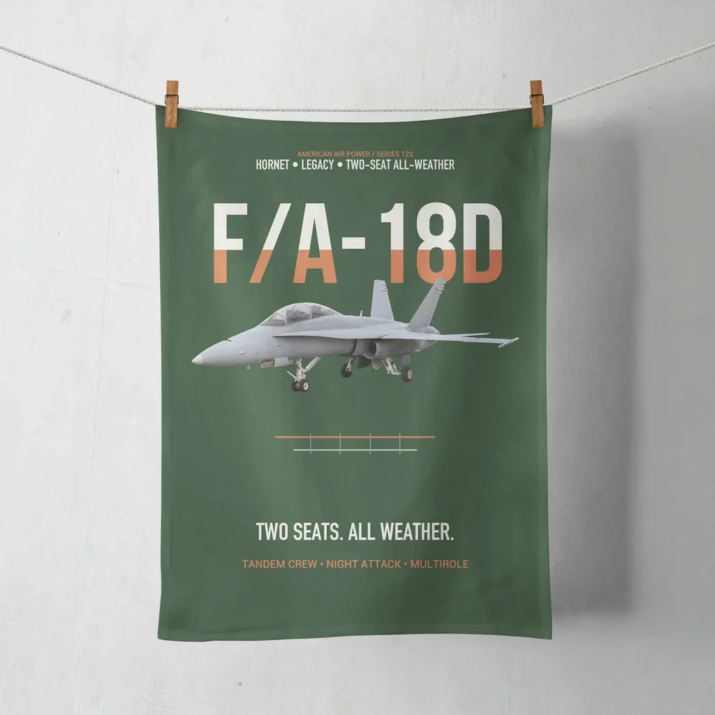 F-A-18D Hornet Two Seats All Weather design on dark green towel