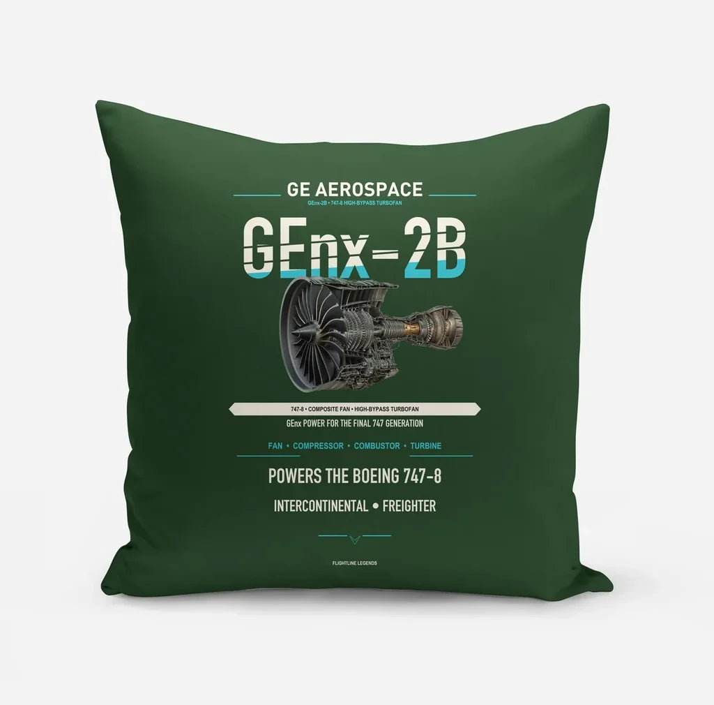 GEnx-2B design on dark green pillow