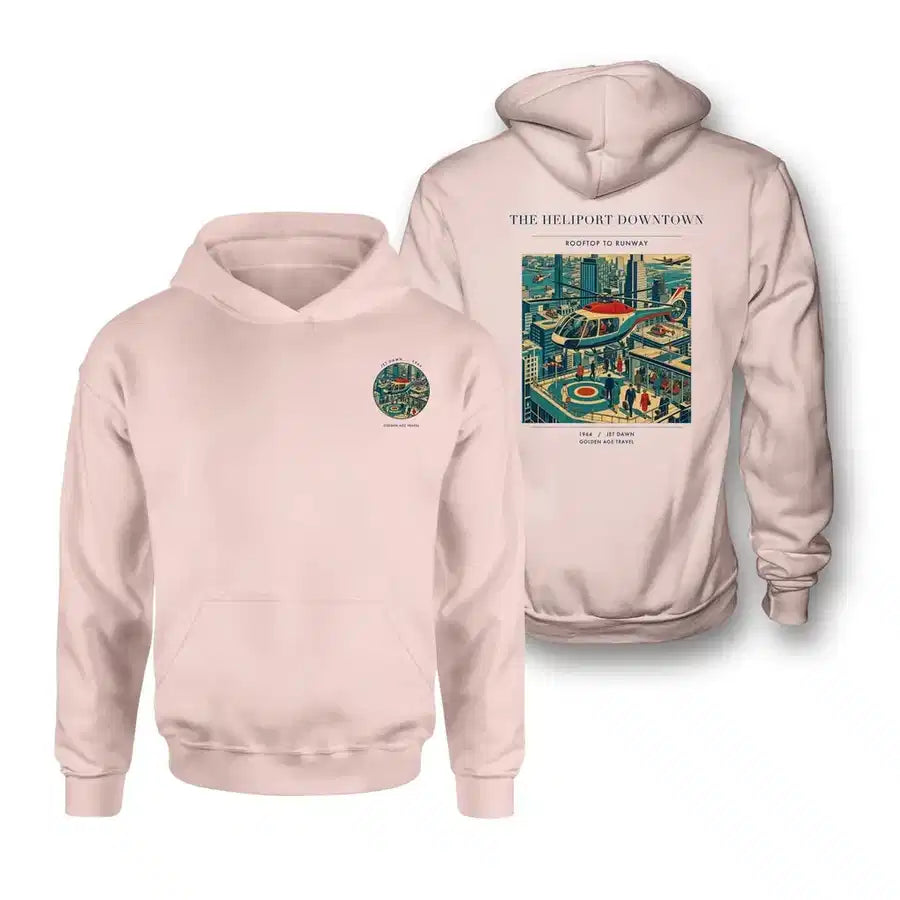 VINTAGE G4127 - The Heliport Downtown - Double-Side Hoodie design on pink double side