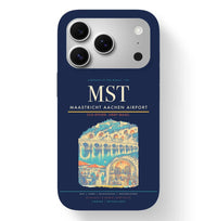 Thumbnail for Maastricht Airport (MST) design on navy blue iPhone 17 Pro MagSafe case