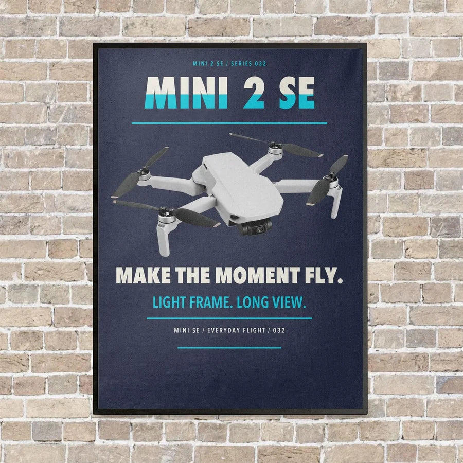 DJI Mini 2 SE vertical canvas print - framed - navy blue background
