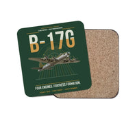 Thumbnail for B-17G Flying Fortress design on dark green 1 piece coaster