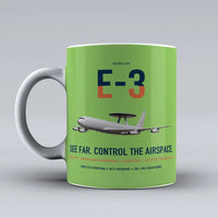 Thumbnail for E-3 Sentry AWACS design on light green ceramic mug, double-side print
