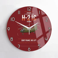 Thumbnail for Piasecki H-21C Shawnee design on dark red no frame wall clock