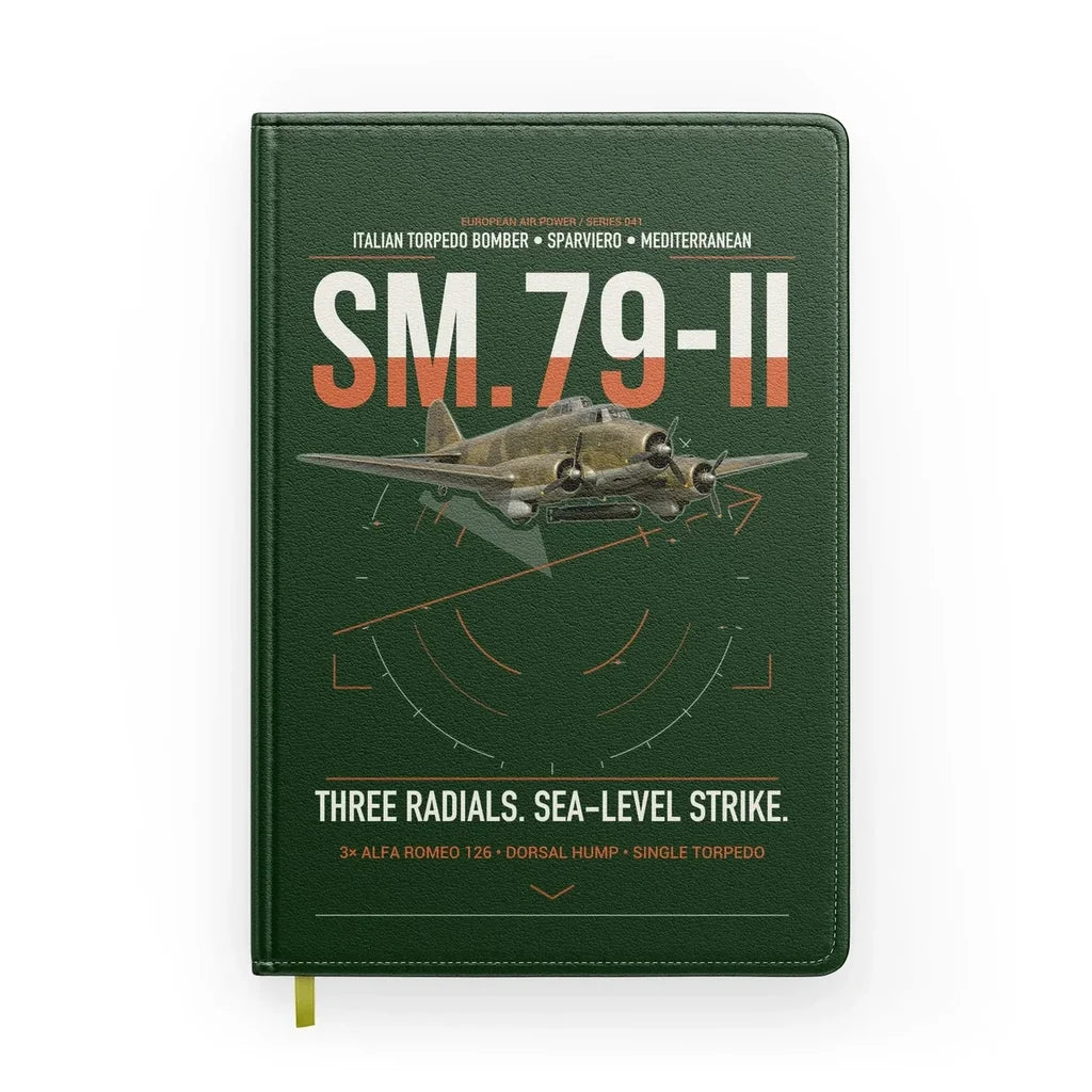Savoia-Marchetti SM.79-II Sparviero design on dark green notebook