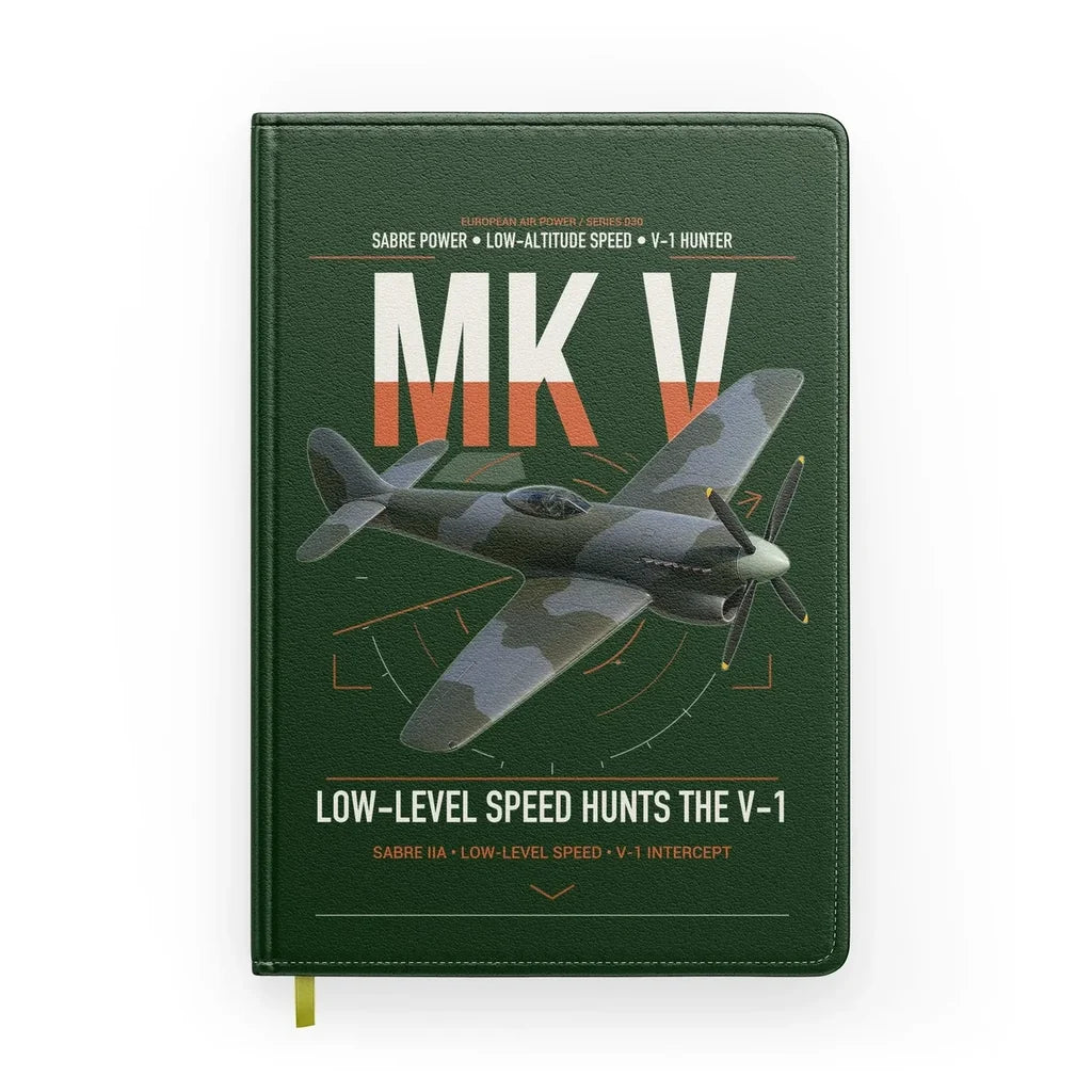 Hawker Tempest Mk V design on dark green notebook