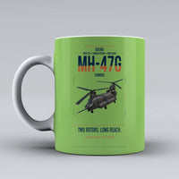 Thumbnail for Boeing MH-47G Chinook design on light green ceramic mug, double-side print