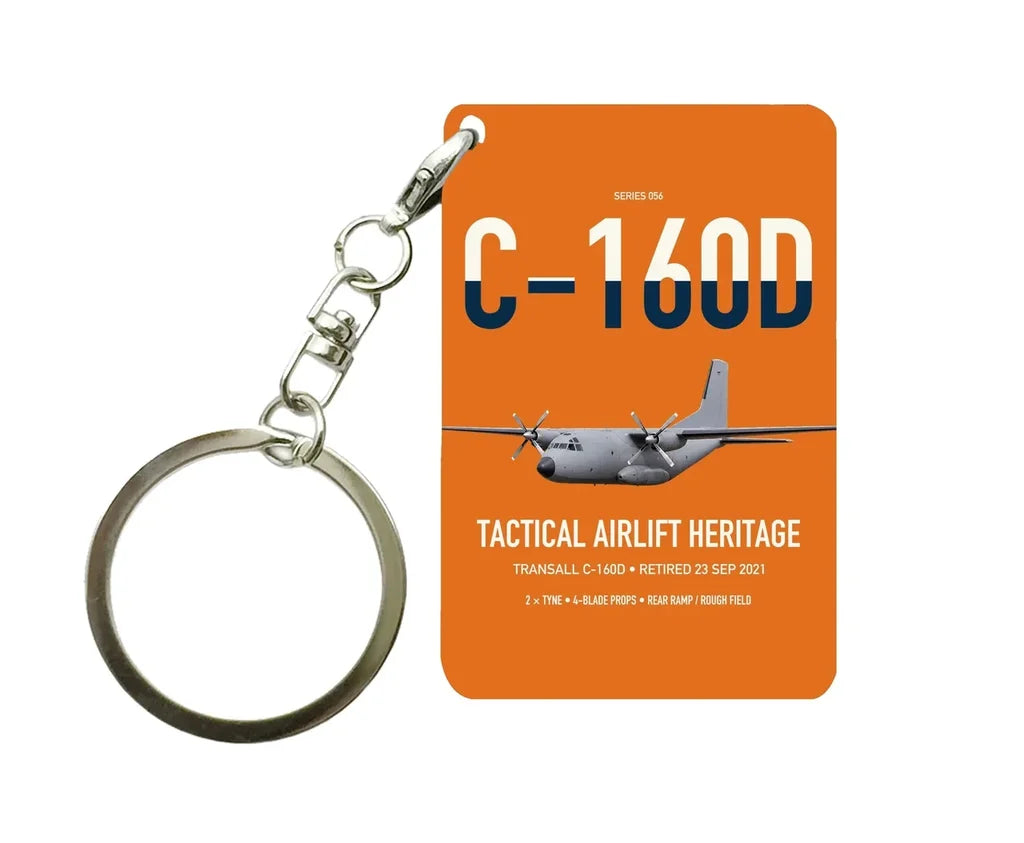 Transall C-160D design on orange designed key chain, double-side print