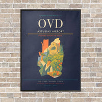 Thumbnail for Asturias Airport OVD vertical canvas print - framed - navy blue background