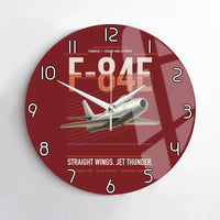 Thumbnail for F-84E Thunderjet design on dark red no frame wall clock