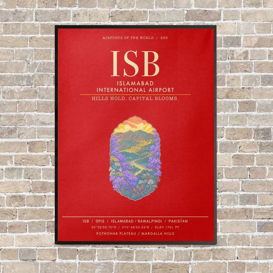 Islamabad International Airport ISB - Canvas Framed - Red