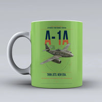 Thumbnail for Messerschmitt Me 262A-1a design on light green ceramic mug, double-side print