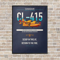 Thumbnail for Canadair CL-415 vertical canvas print - framed - navy blue background