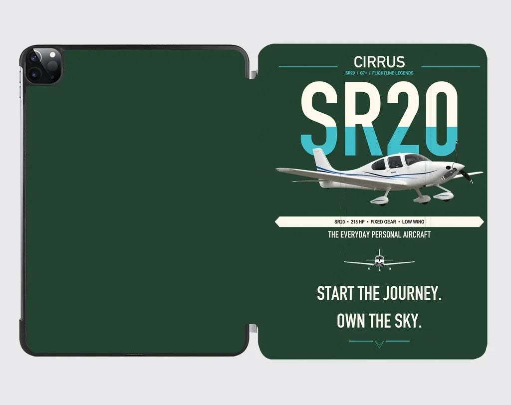 Cirrus SR20 design on dark green ipad tablet case