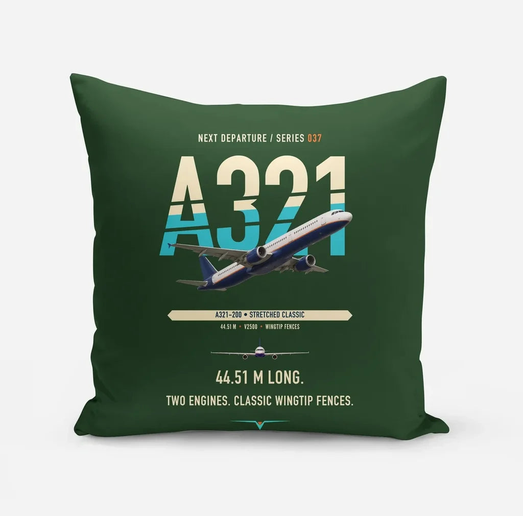 Airbus A321 design on dark green pillow