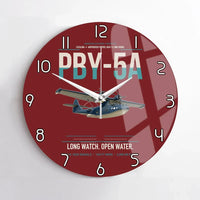 Thumbnail for PBY-5A Catalina design on dark red no frame wall clock