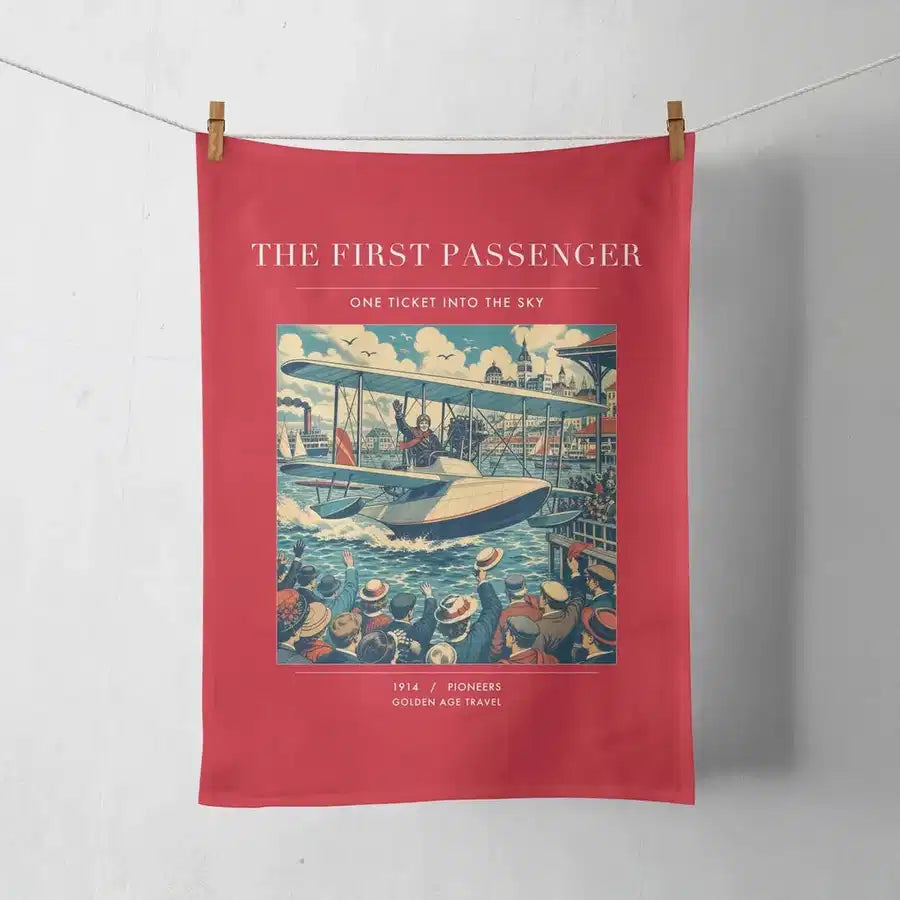 VINTAGE G4007 - The First Passenger - Designed Towels design on red
