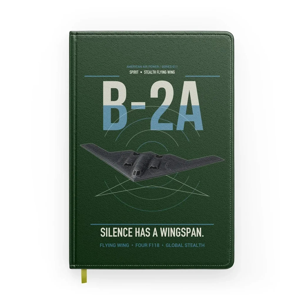 B-2A Spirit design on dark green notebook