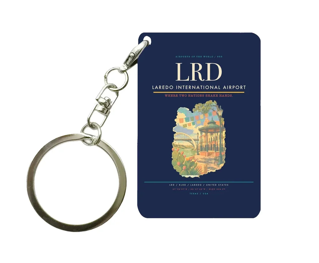 Laredo International Airport (LRD) design on navy blue key chain