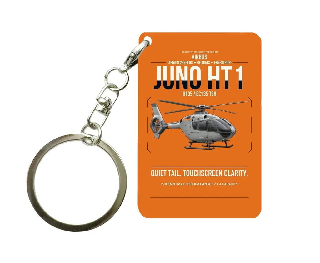 Airbus H135 Juno HT1 design on orange designed key chain, double-side print