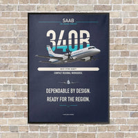 Thumbnail for Saab 340B vertical canvas print - framed - navy blue background