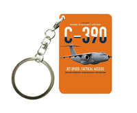 Thumbnail for C-390 Millennium design on orange designed key chain, double-side print