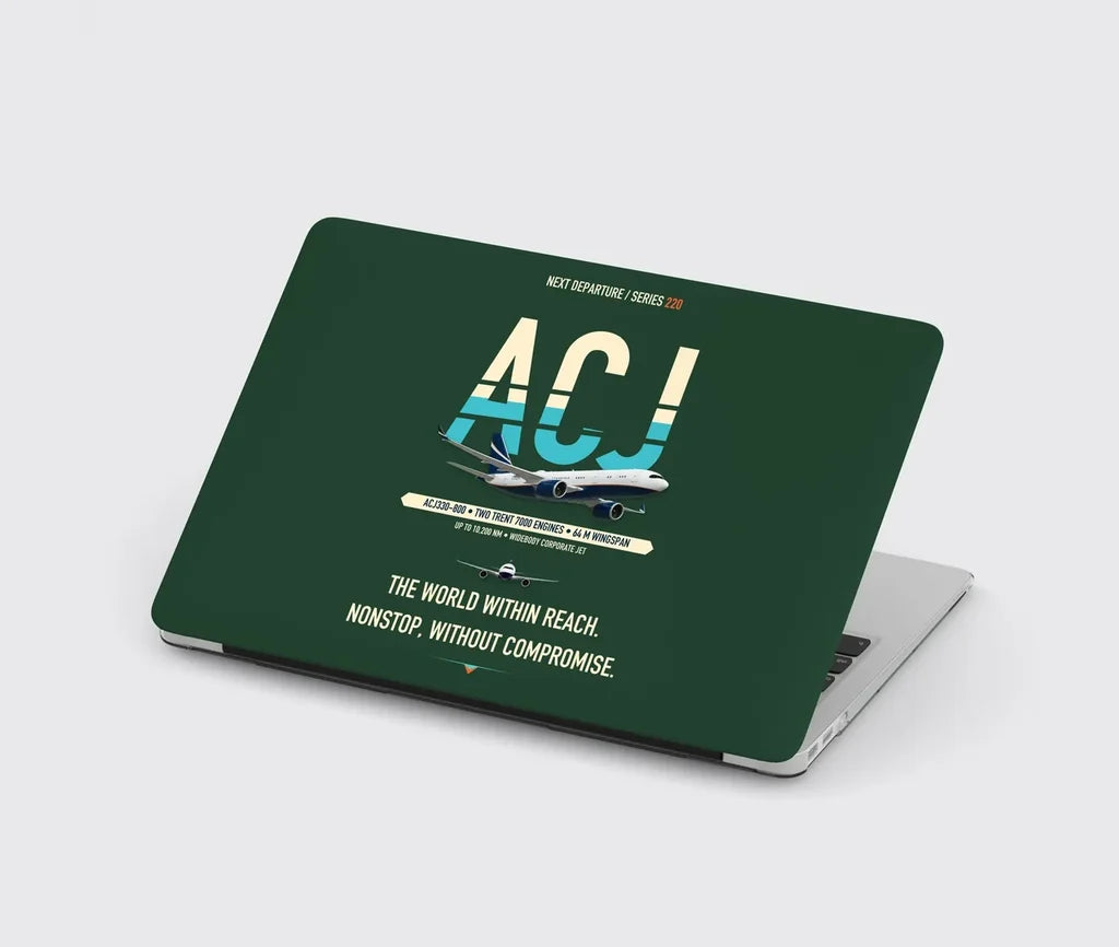 Airbus ACJ330neo / exact ACJ330-800 design on dark green MacBook case