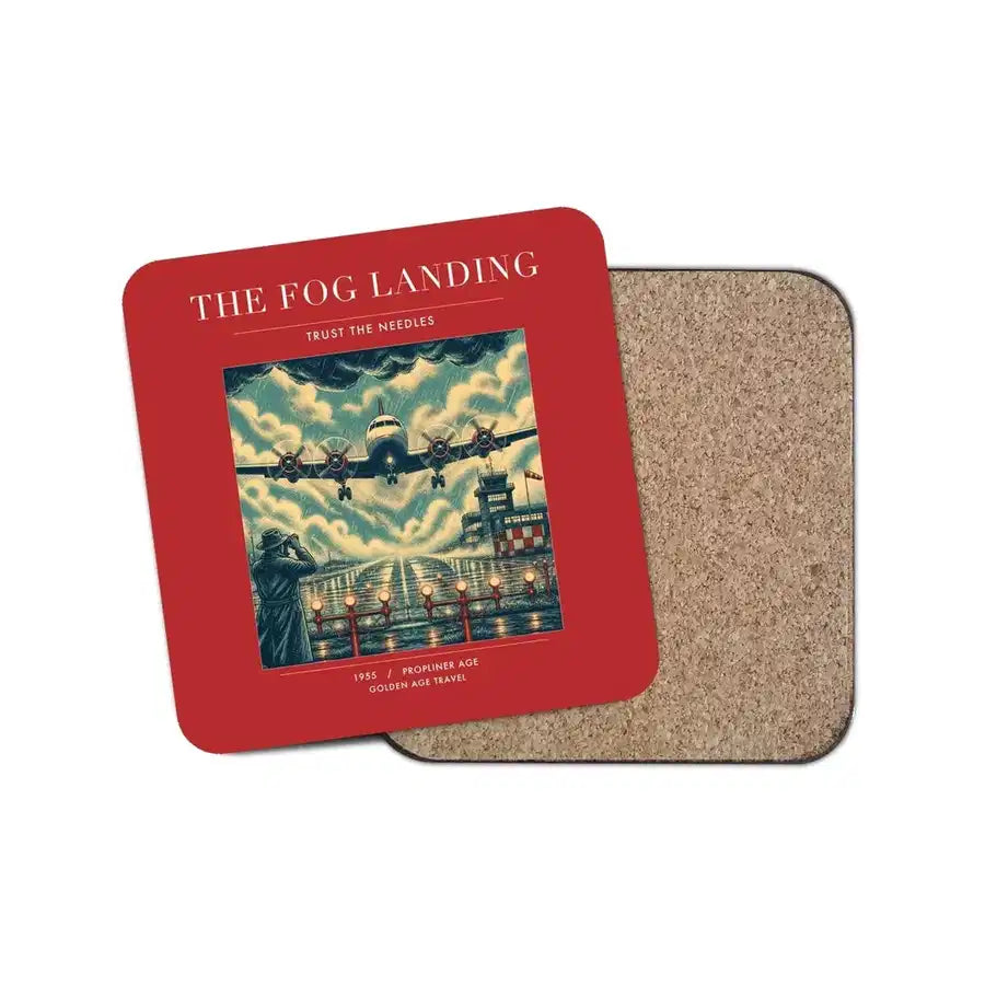 The Fog Landing - Designed Coasters design on red 1-piece