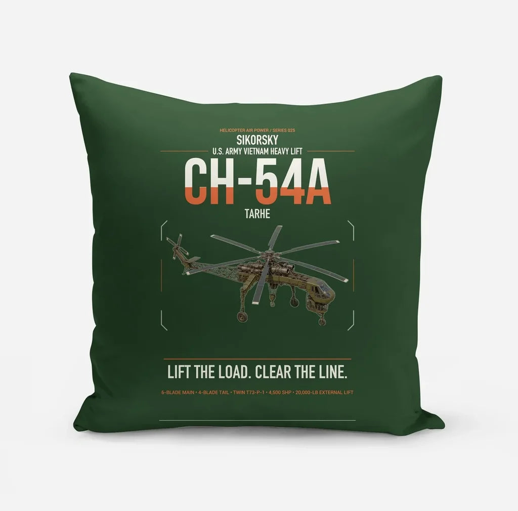 Sikorsky CH-54A Tarhe design on dark green pillow
